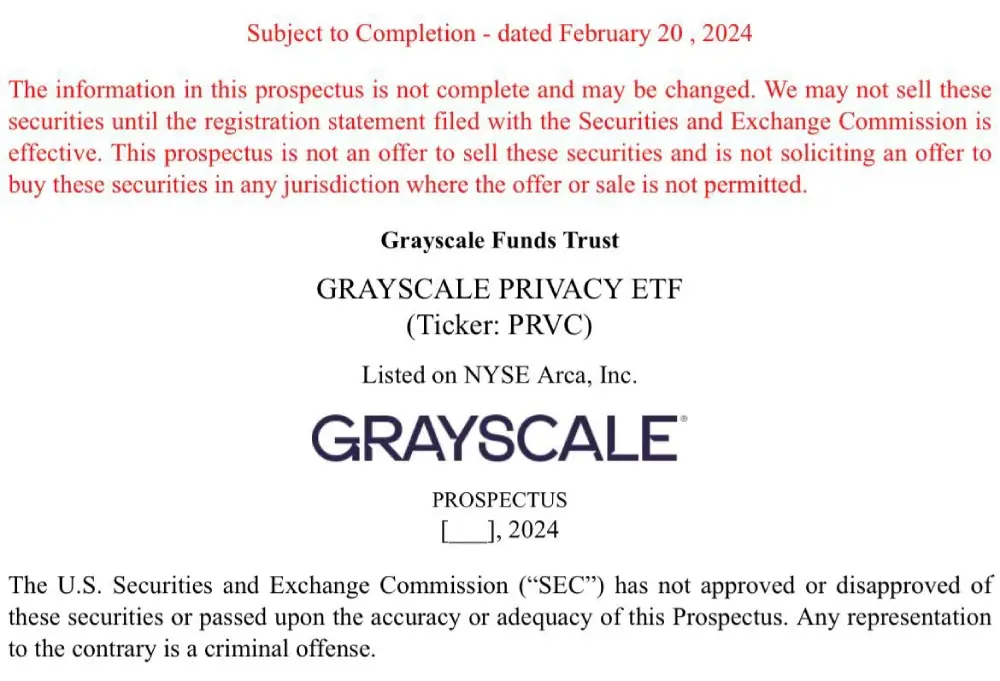 Grayscale files for Privacy ETF...