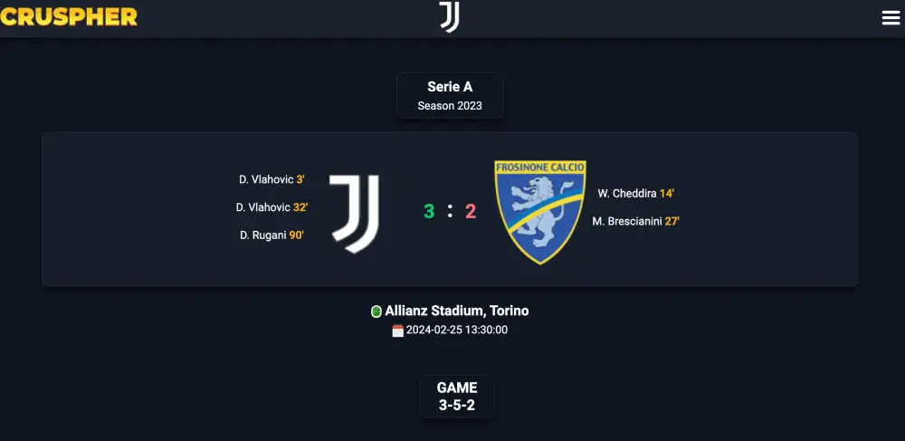 Juventus 3 -  2  Frosinone
