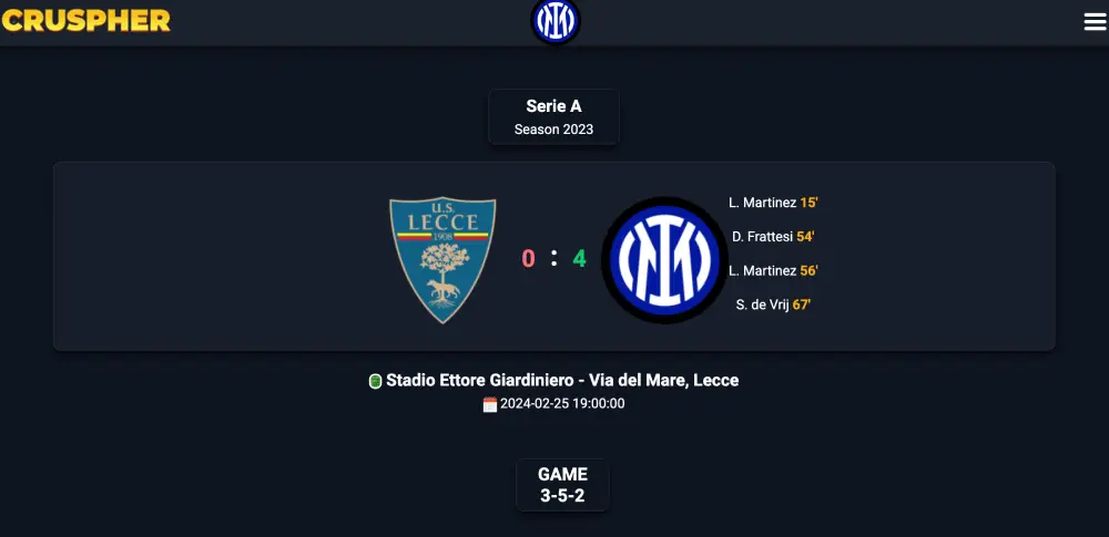 Lecce 0 - 4 Inter